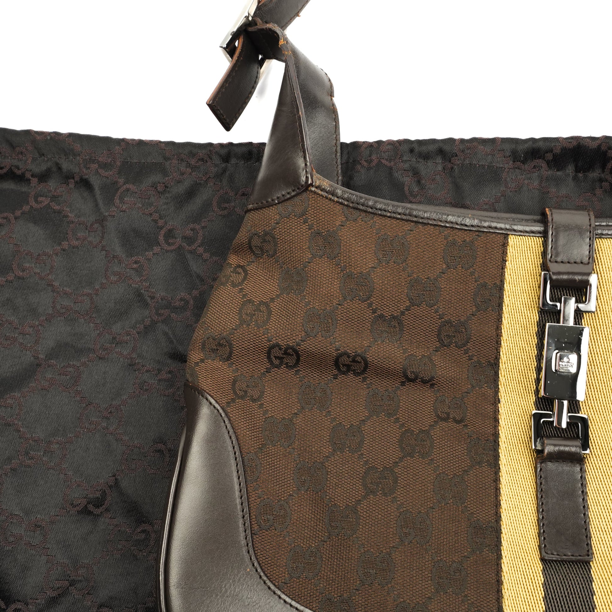 Gucci Jackie Brown GG Canvas Shoulder Bag - Silver Hardware - St. Luxe
