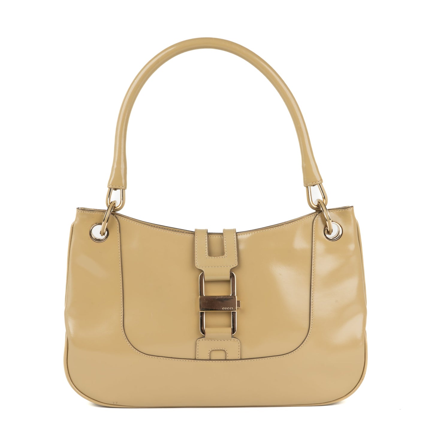 Gucci Jackie Shoulder Bag in Beige Gloss Leather - St. Luxe