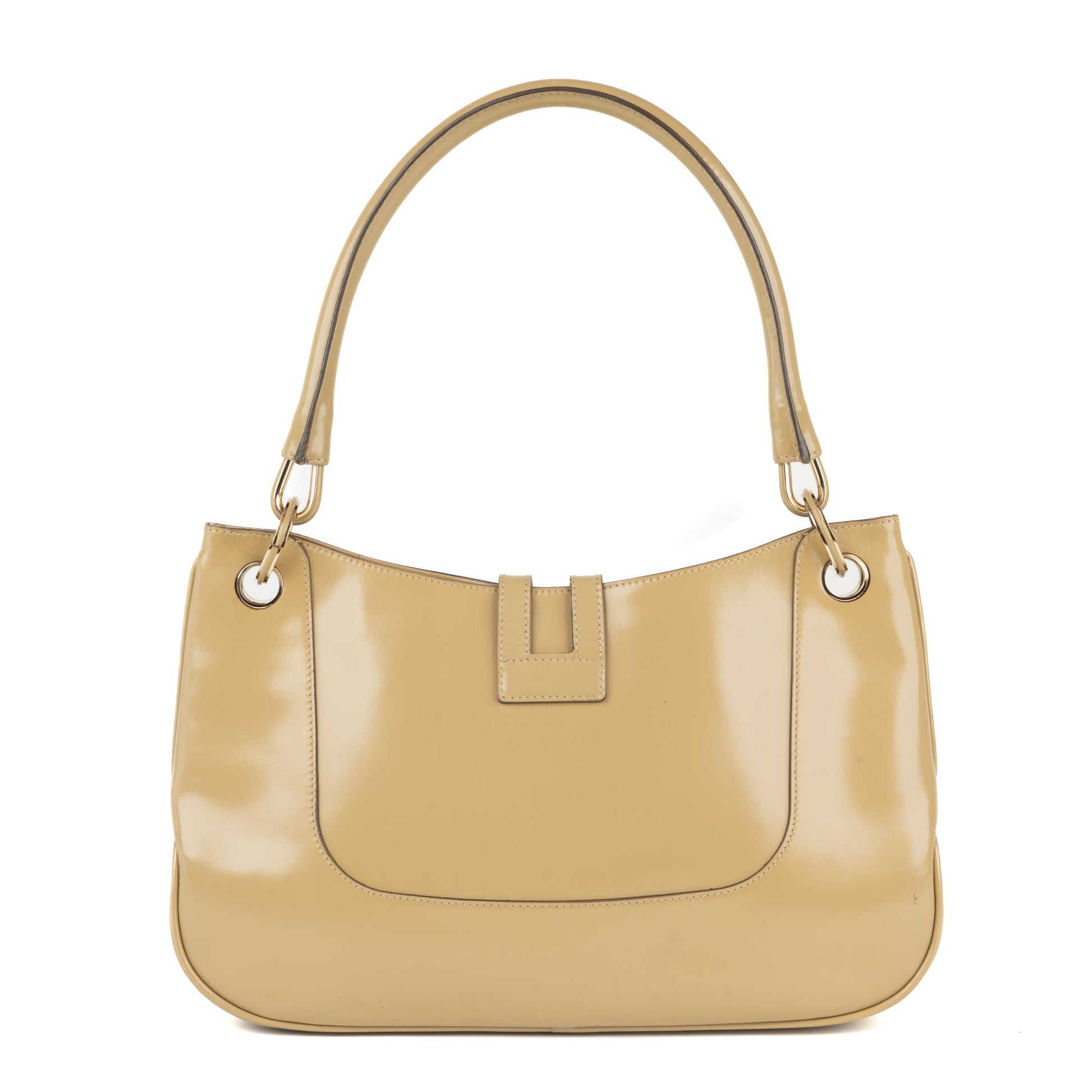 Gucci Jackie Shoulder Bag in Beige Gloss Leather - St. Luxe