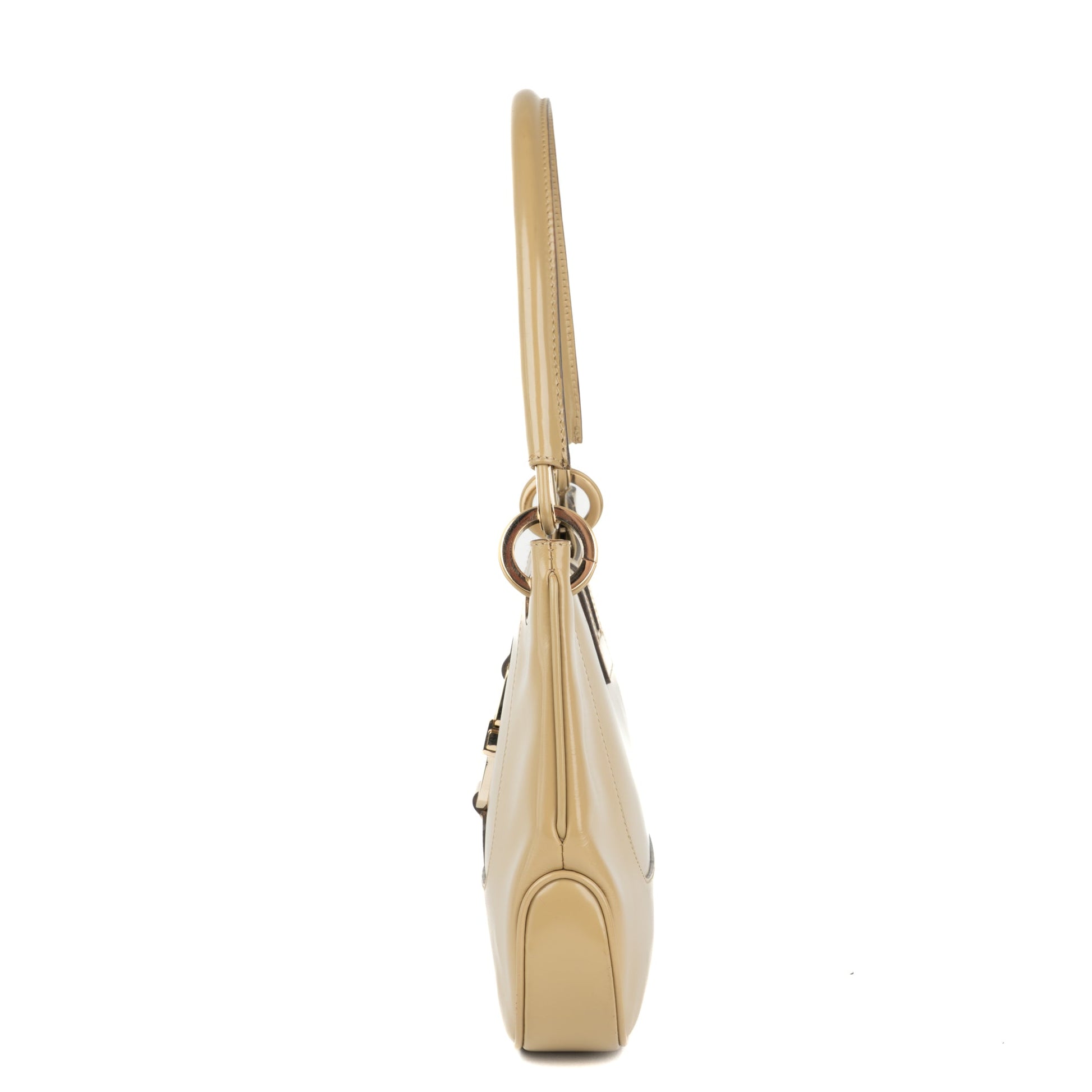 Gucci Jackie Shoulder Bag in Beige Gloss Leather - St. Luxe