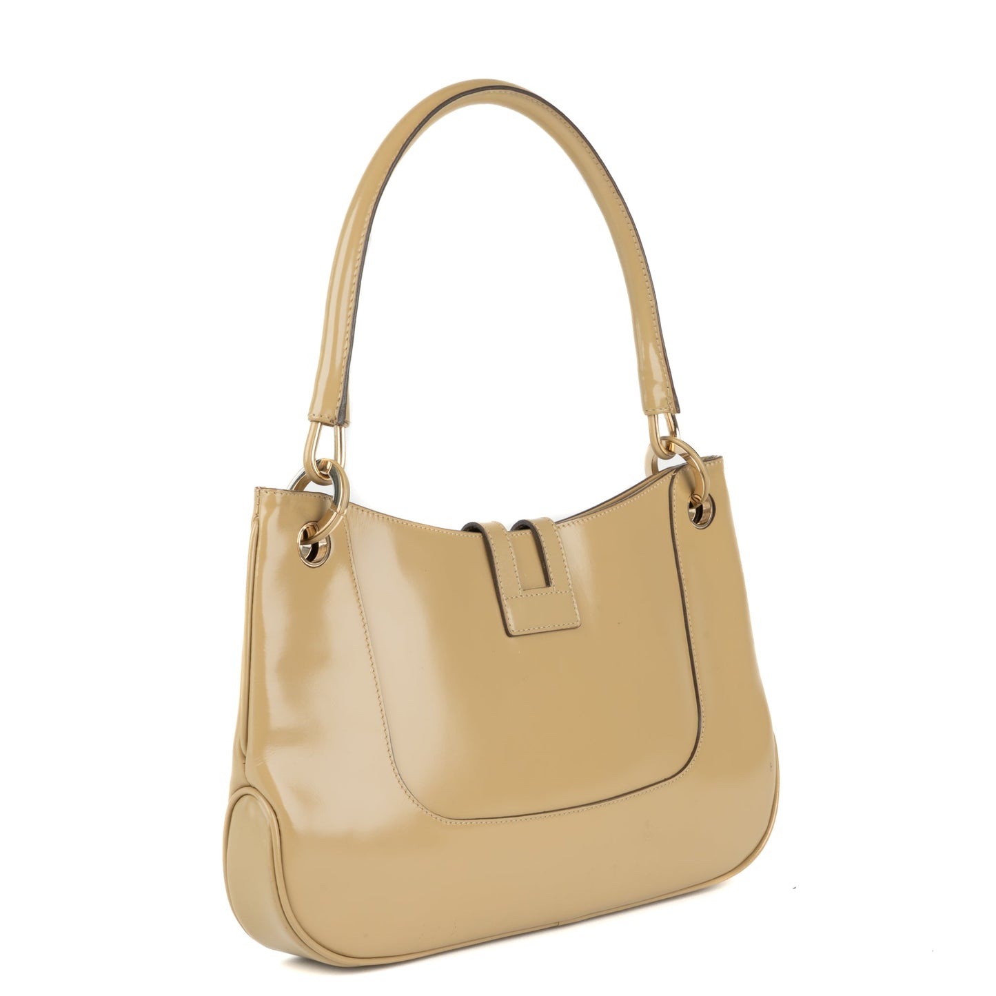 Gucci Jackie Shoulder Bag in Beige Gloss Leather - St. Luxe