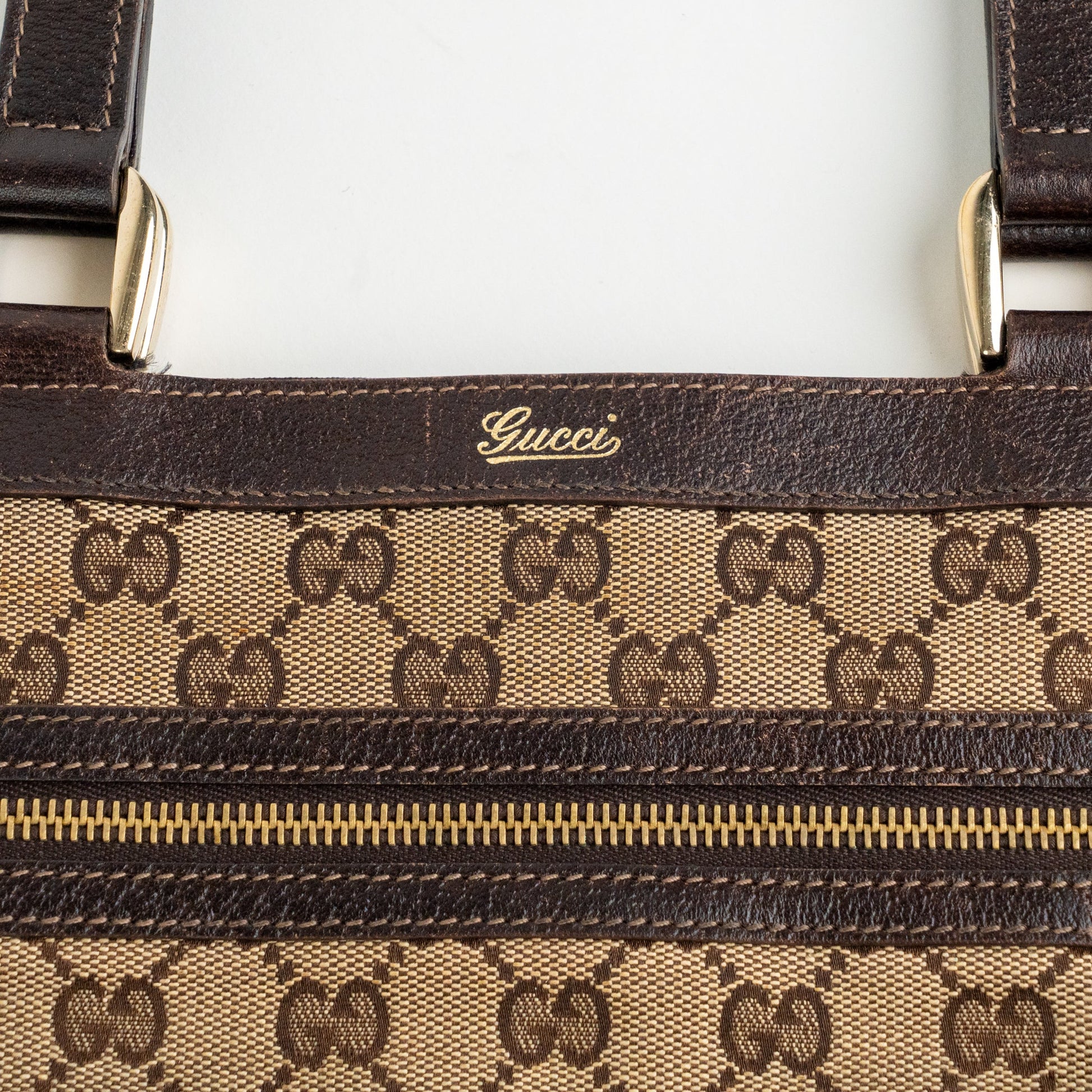 Gucci Monogram Abbey D Ring Tote Brown - St. Luxe