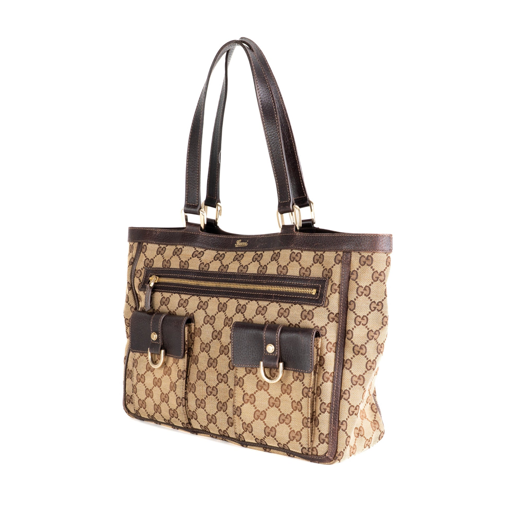 Gucci Monogram Abbey D Ring Tote Brown - St. Luxe