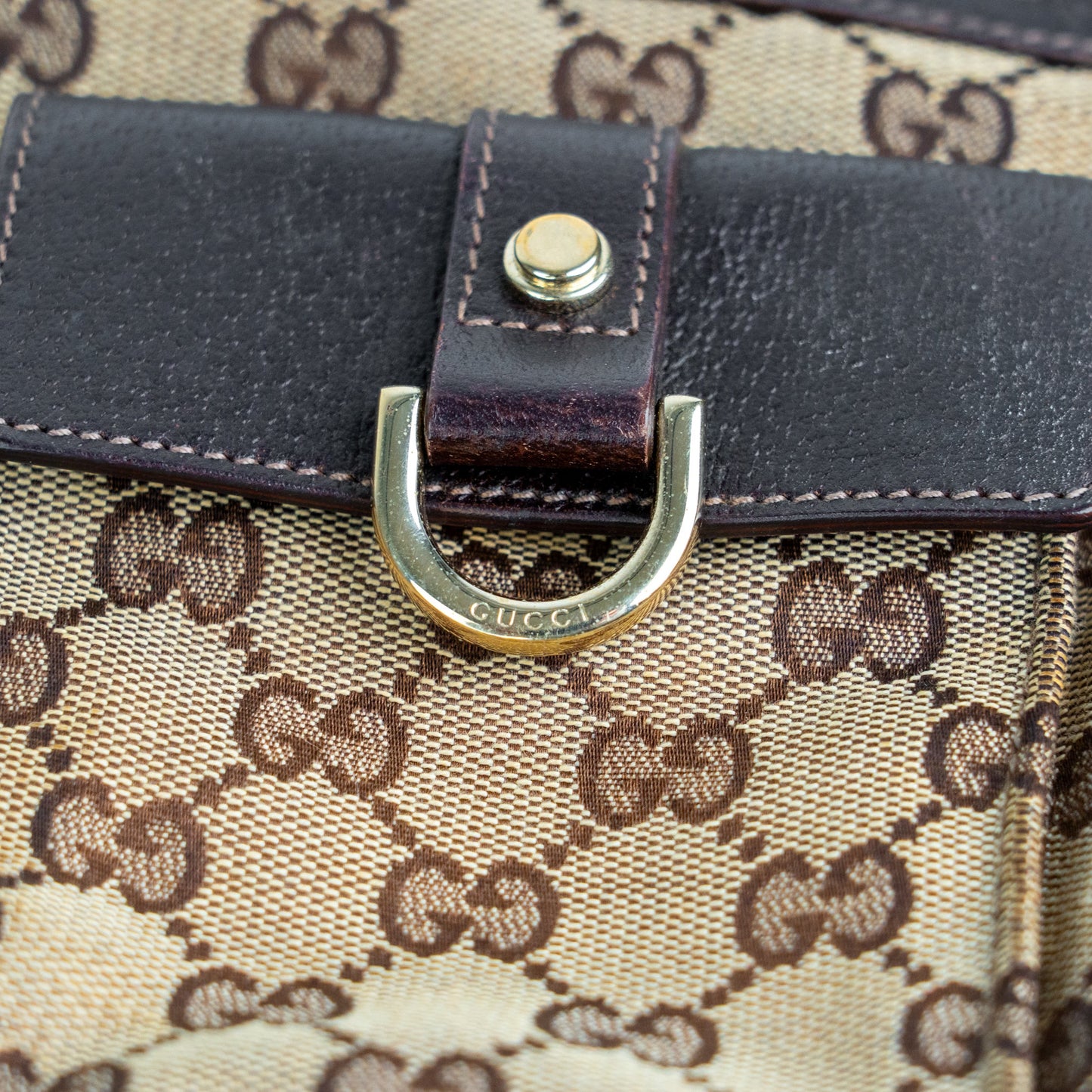 Gucci Monogram Abbey D Ring Tote Brown - St. Luxe