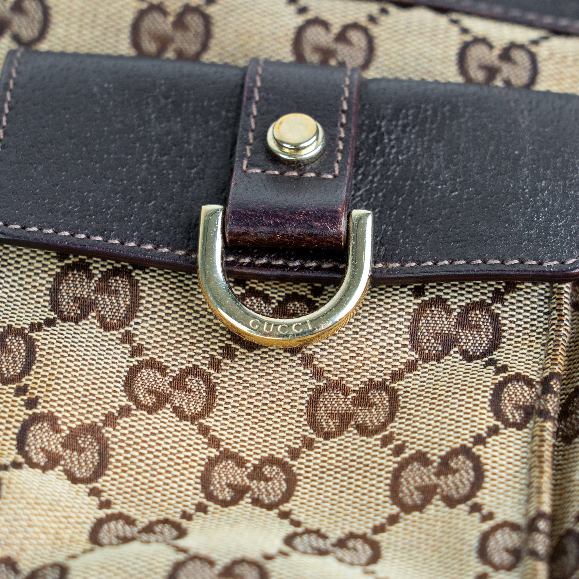 Gucci Monogram Abbey D Ring Tote Brown - St. Luxe