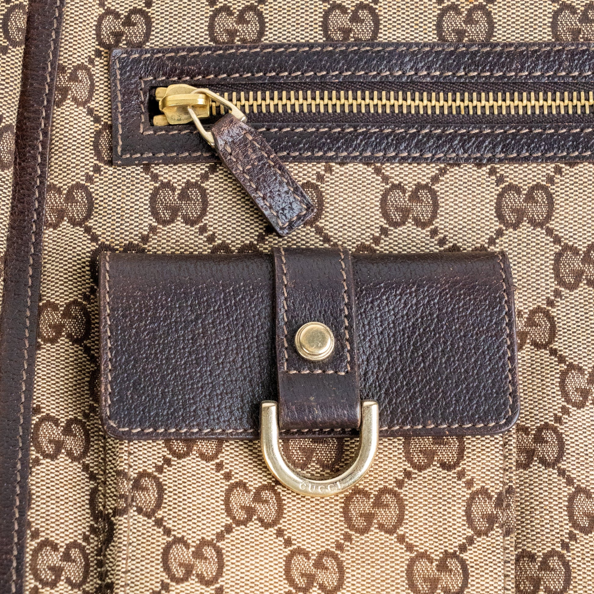 Gucci Monogram Abbey D Ring Tote Brown - St. Luxe