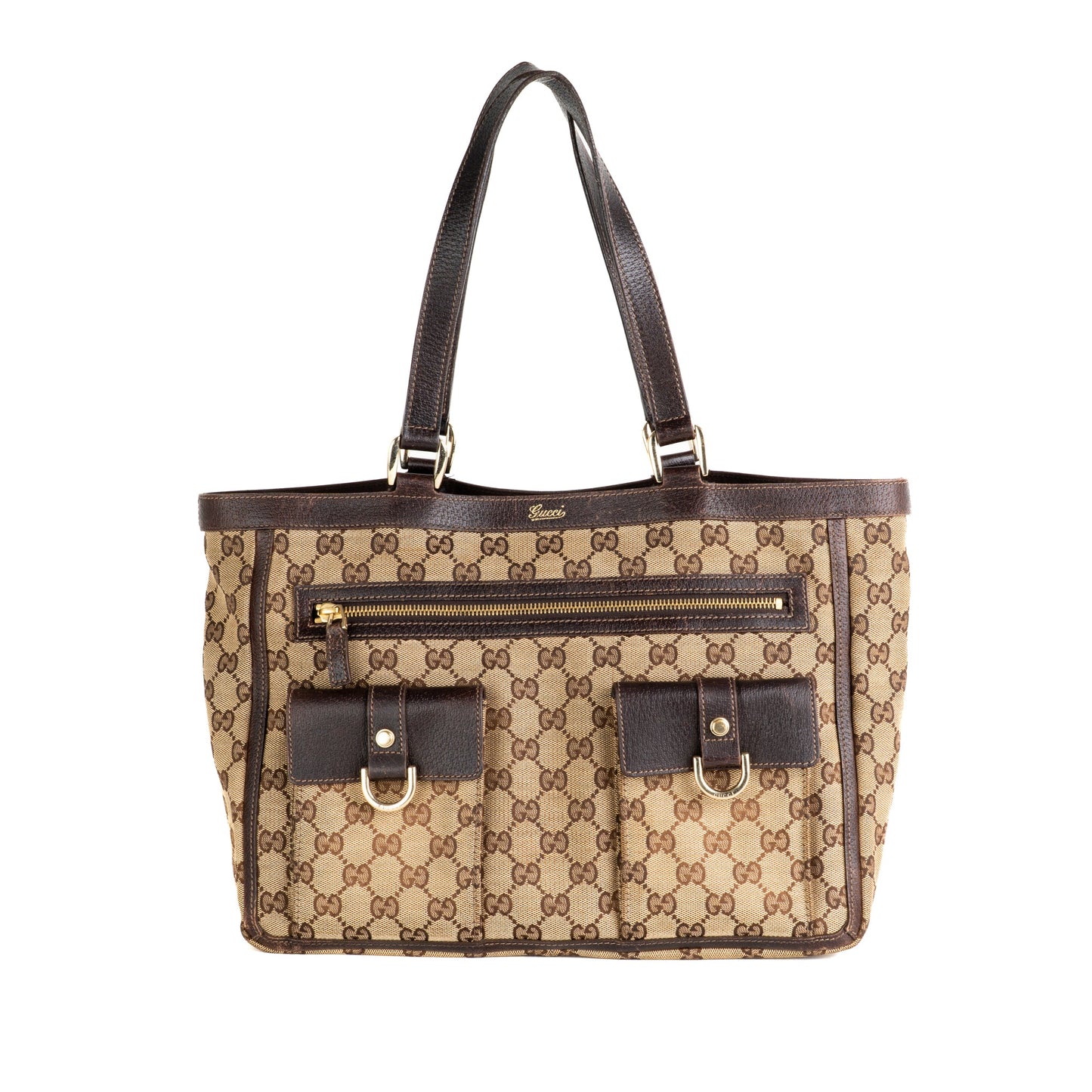 Gucci Monogram Abbey D Ring Tote Brown - St. Luxe