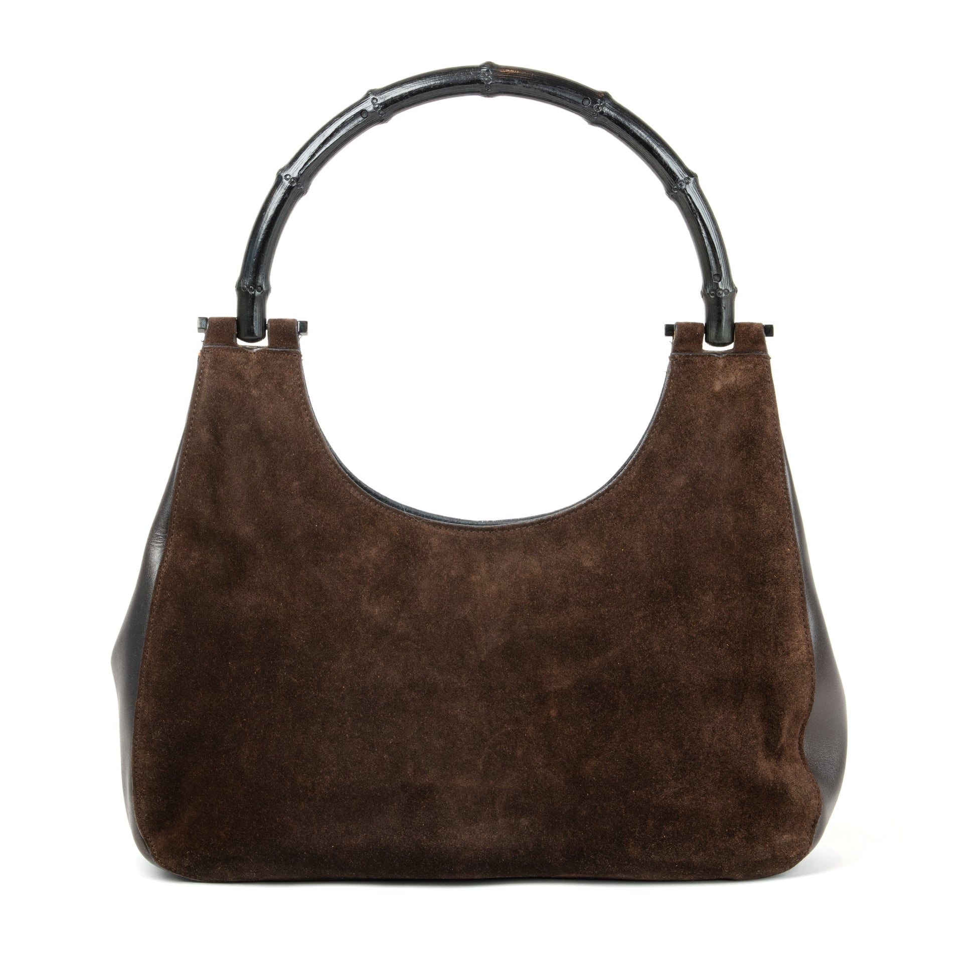 Gucci Suede Bamboo Shoulder Bag - St. Luxe