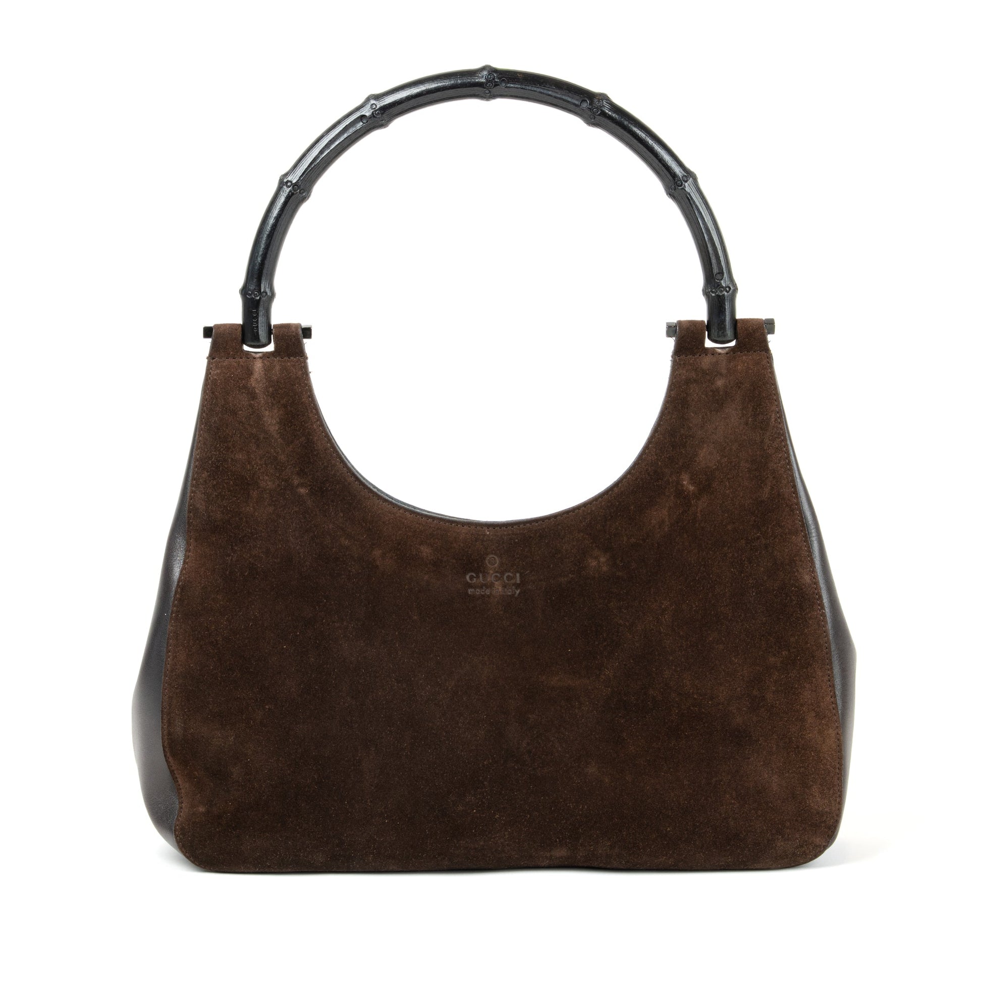 Gucci Suede Bamboo Shoulder Bag - St. Luxe