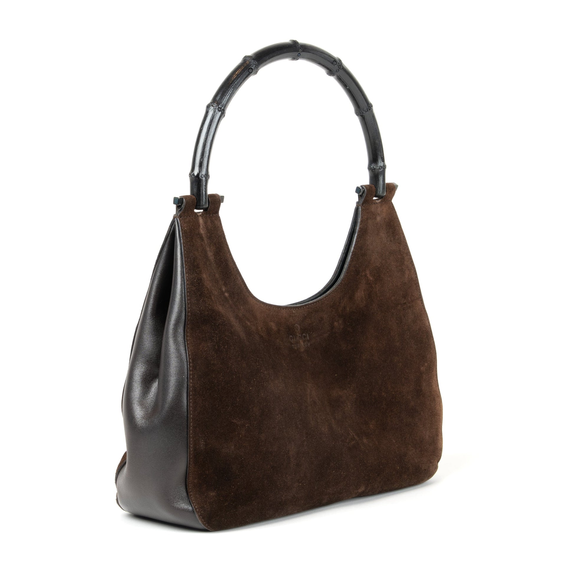 Gucci Suede Bamboo Shoulder Bag - St. Luxe