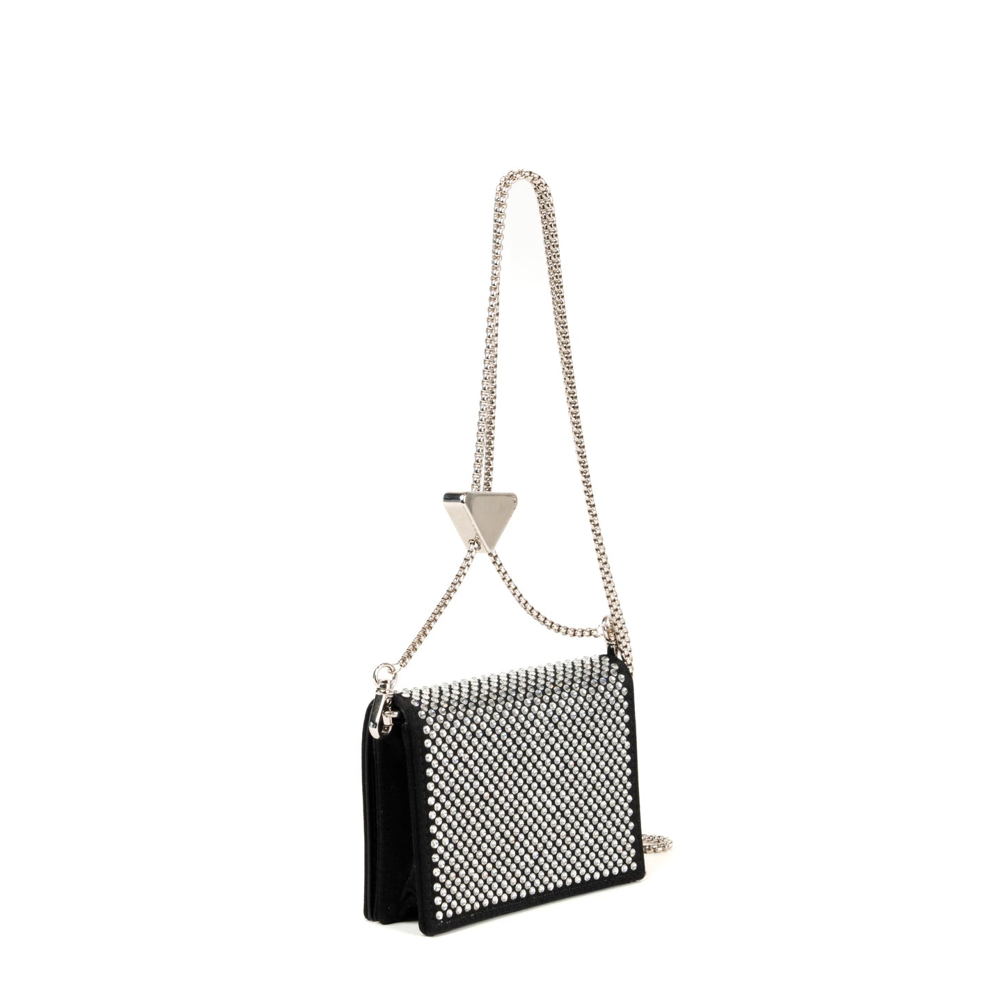 Prada Crystal Leather Chain Card Holder - St. Luxe