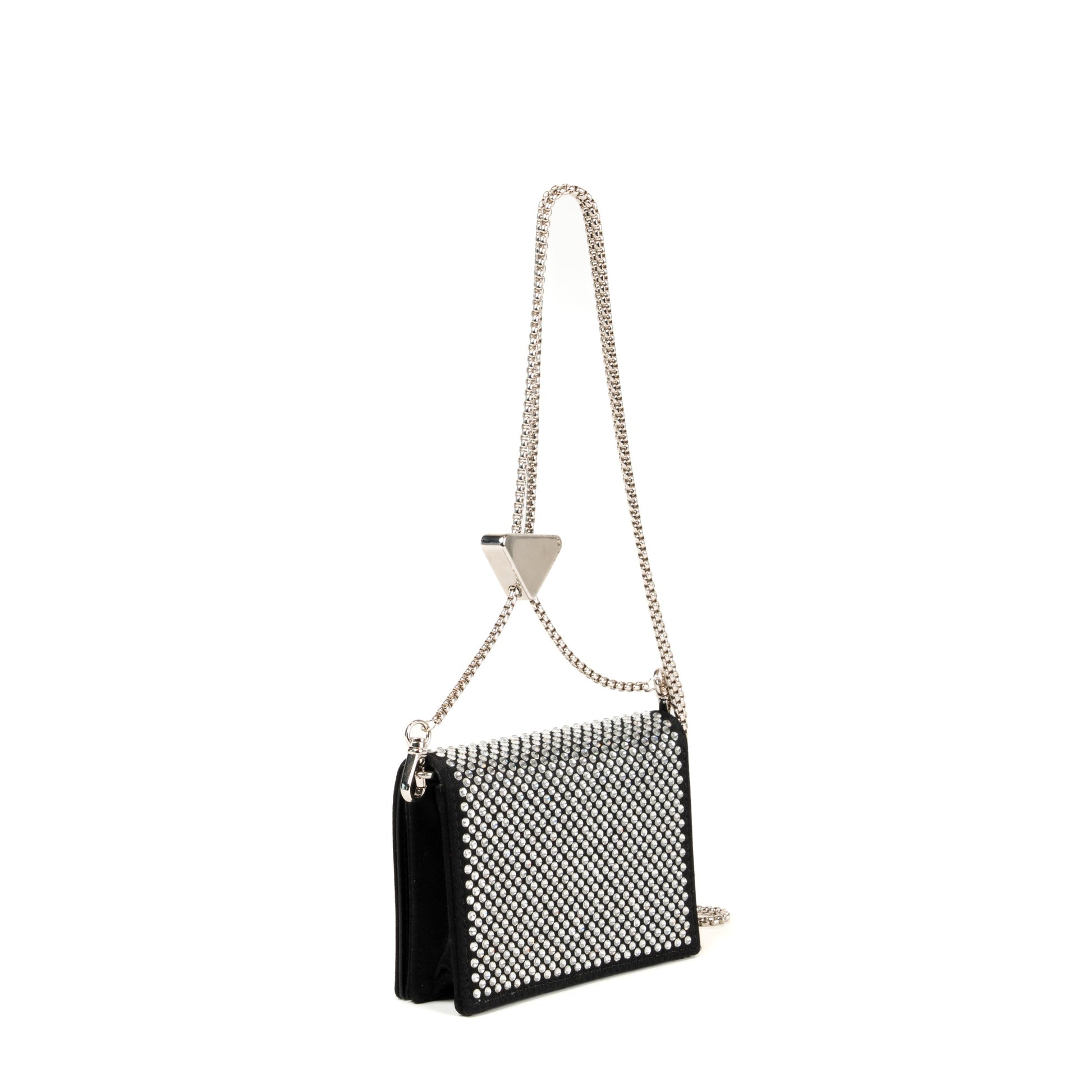 Prada Crystal Leather Chain Card Holder - St. Luxe