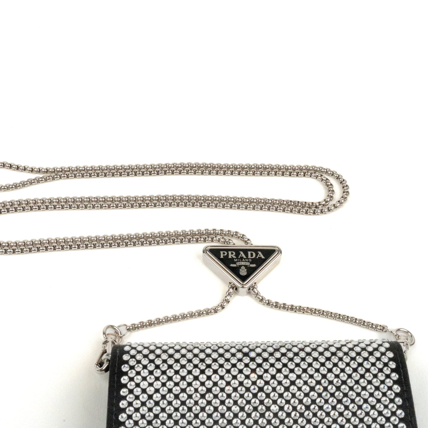 Prada Crystal Leather Chain Card Holder - St. Luxe