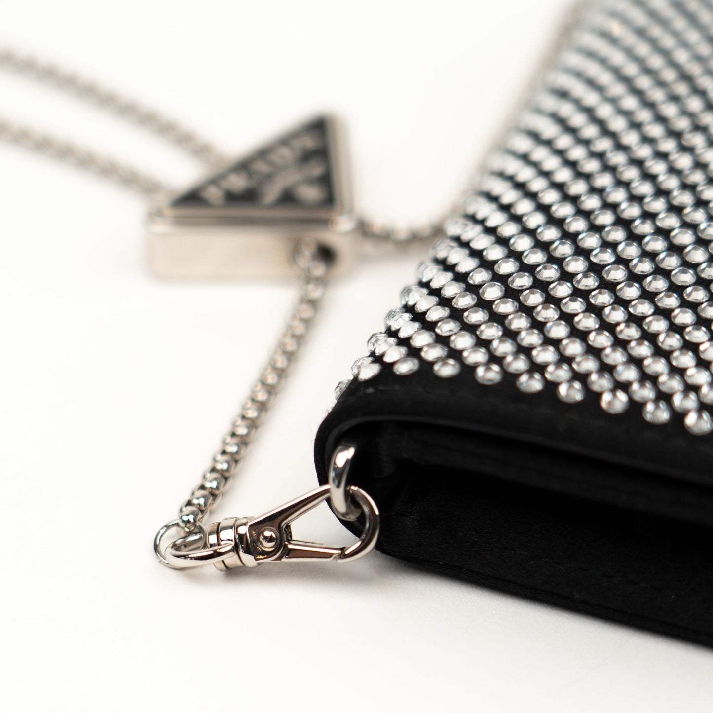 Prada Crystal Leather Chain Card Holder - St. Luxe