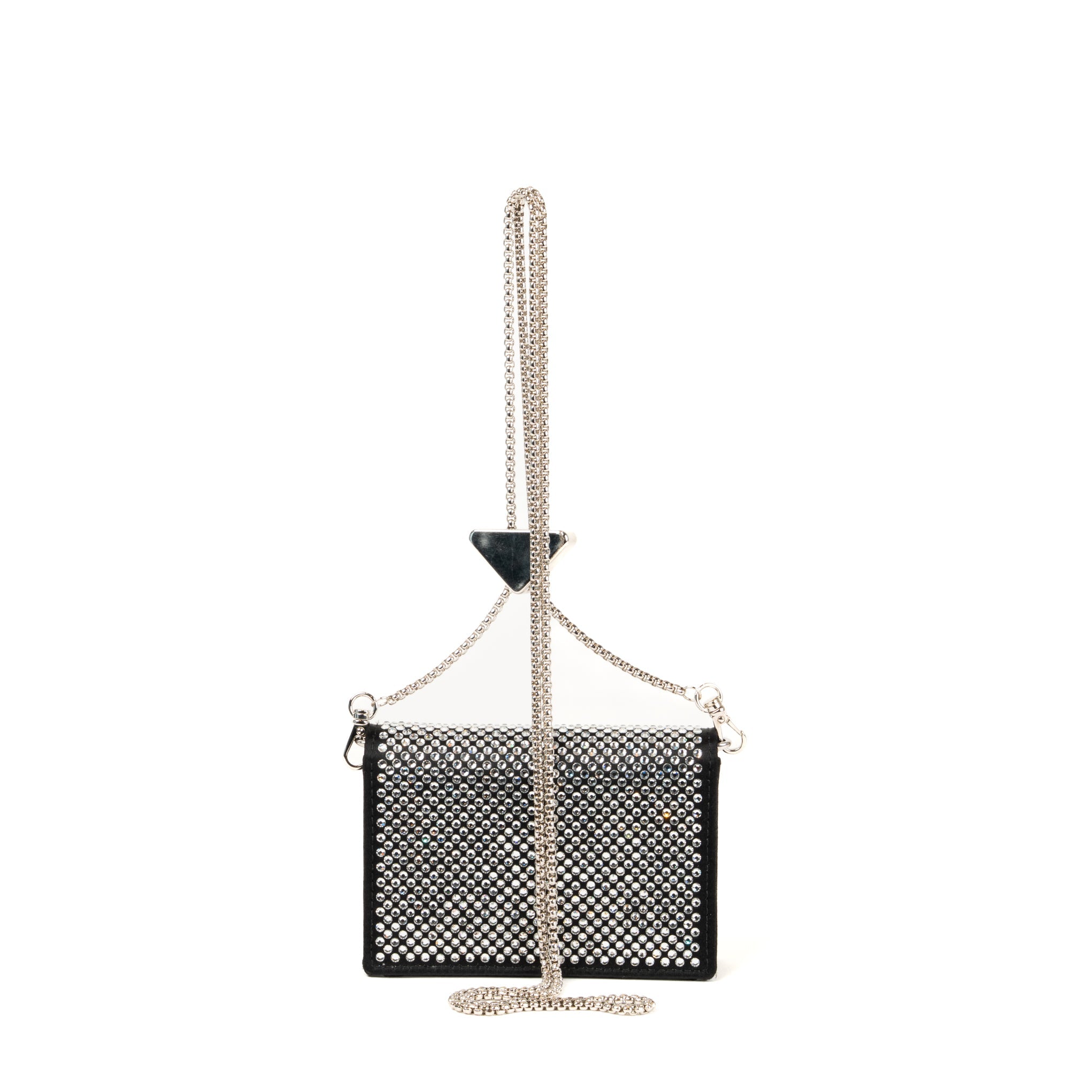 Prada Crystal Leather Chain Card Holder – St. Luxe