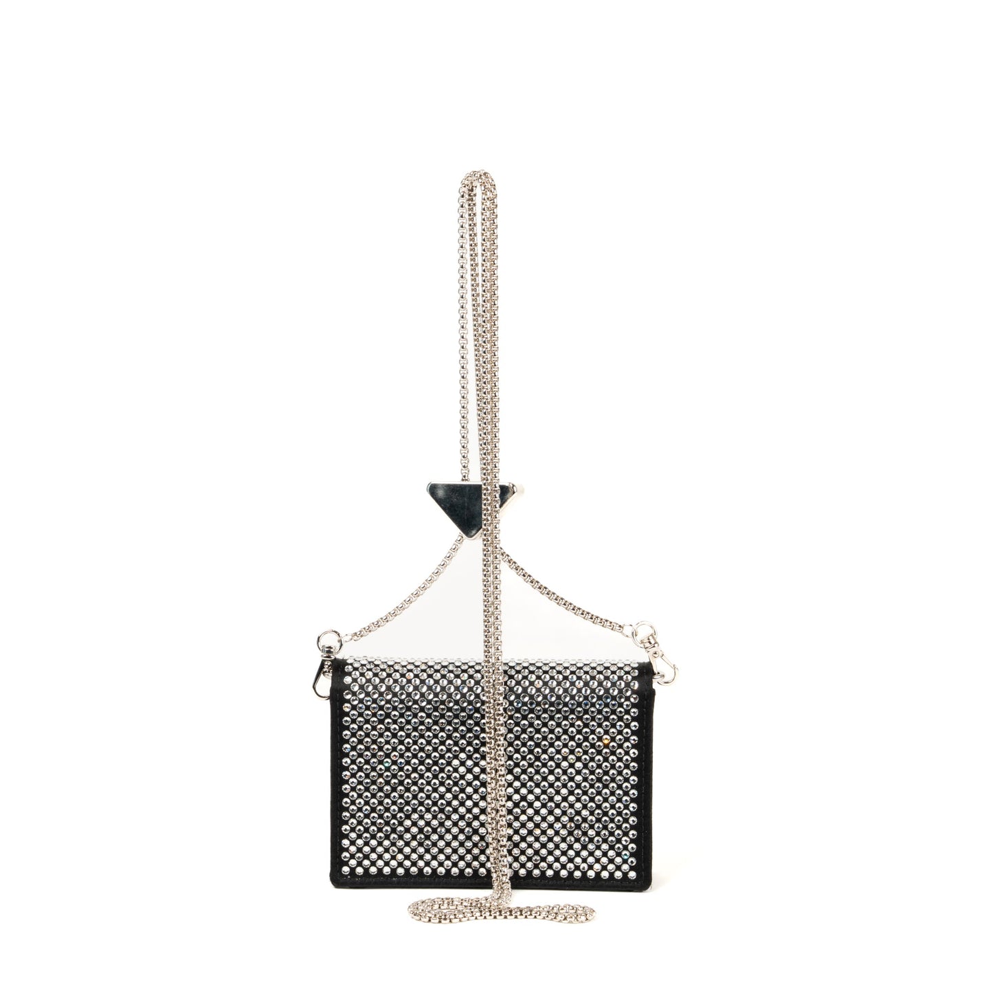 Prada Crystal Leather Chain Card Holder - St. Luxe