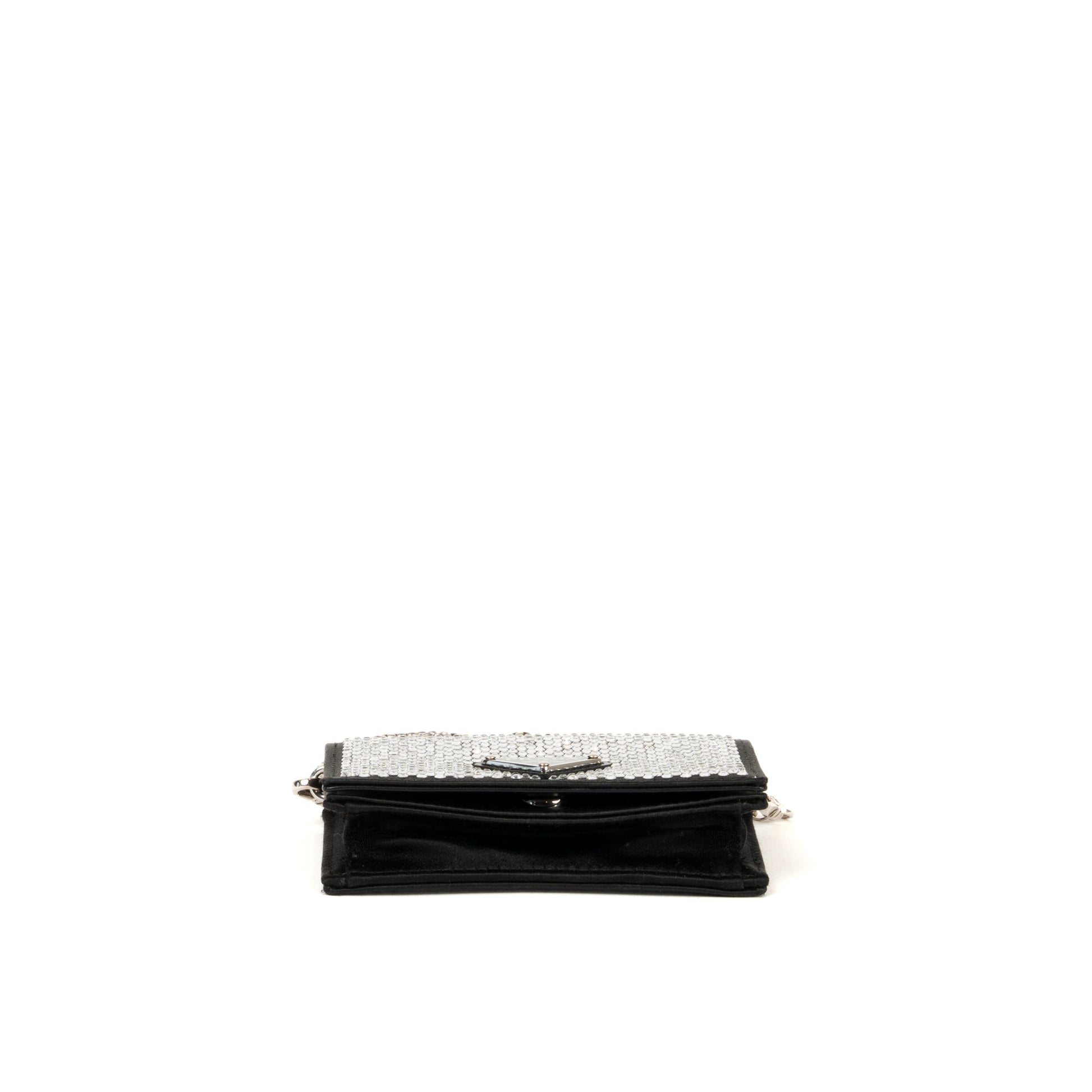 Prada Crystal Leather Chain Card Holder - St. Luxe