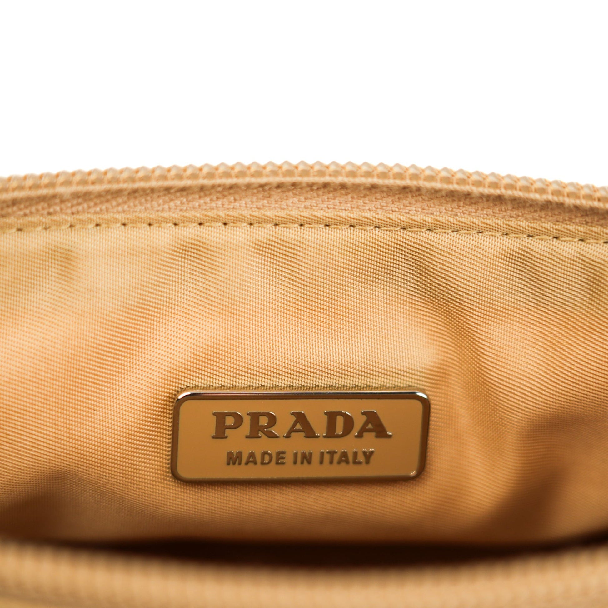 Prada Nylon Pochette - Beige with Silver Hardware - St. Luxe