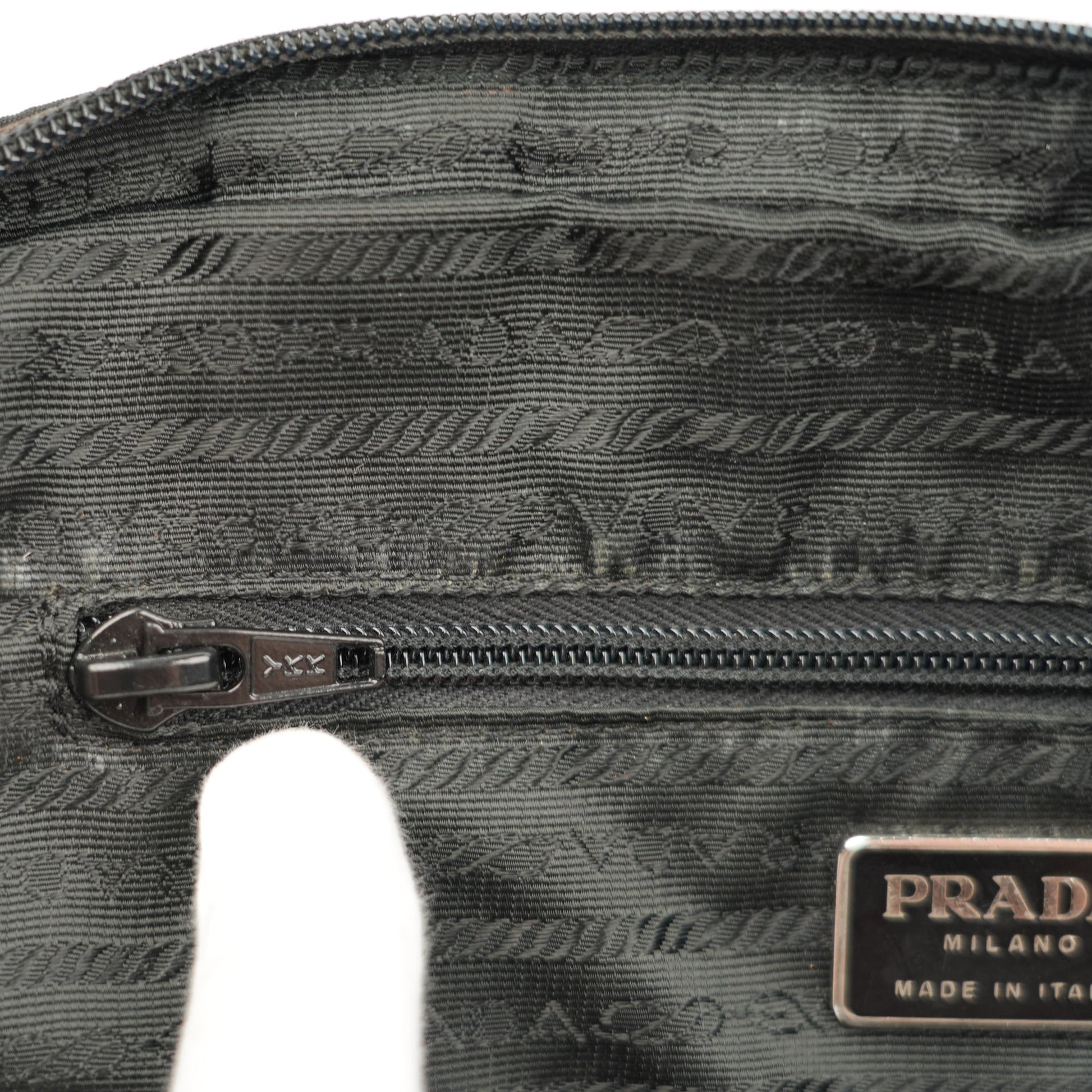 Prada Tessuto Black Nylon Handbag with Logo Plate - St. Luxe