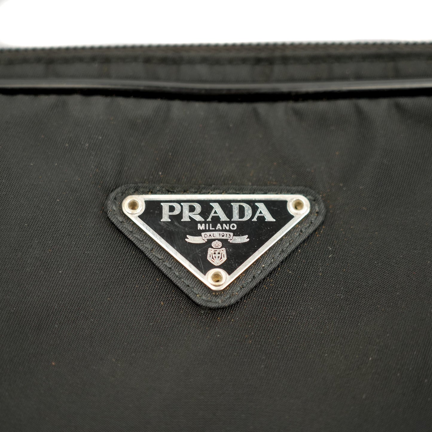 Prada Tessuto Black Nylon Handbag with Logo Plate - St. Luxe