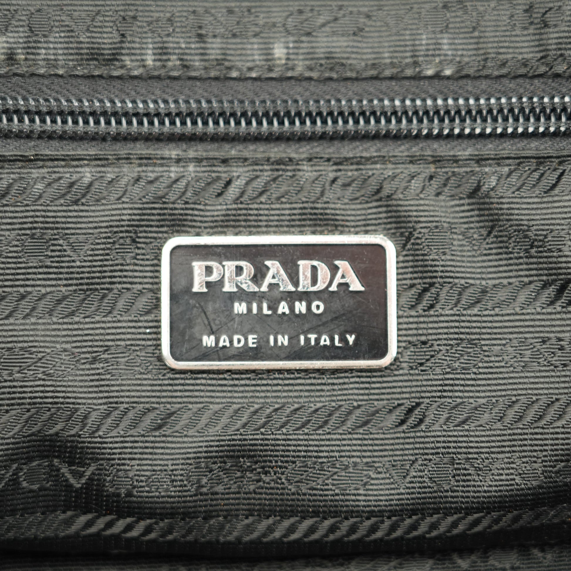Prada Tessuto Black Nylon Handbag with Logo Plate - St. Luxe