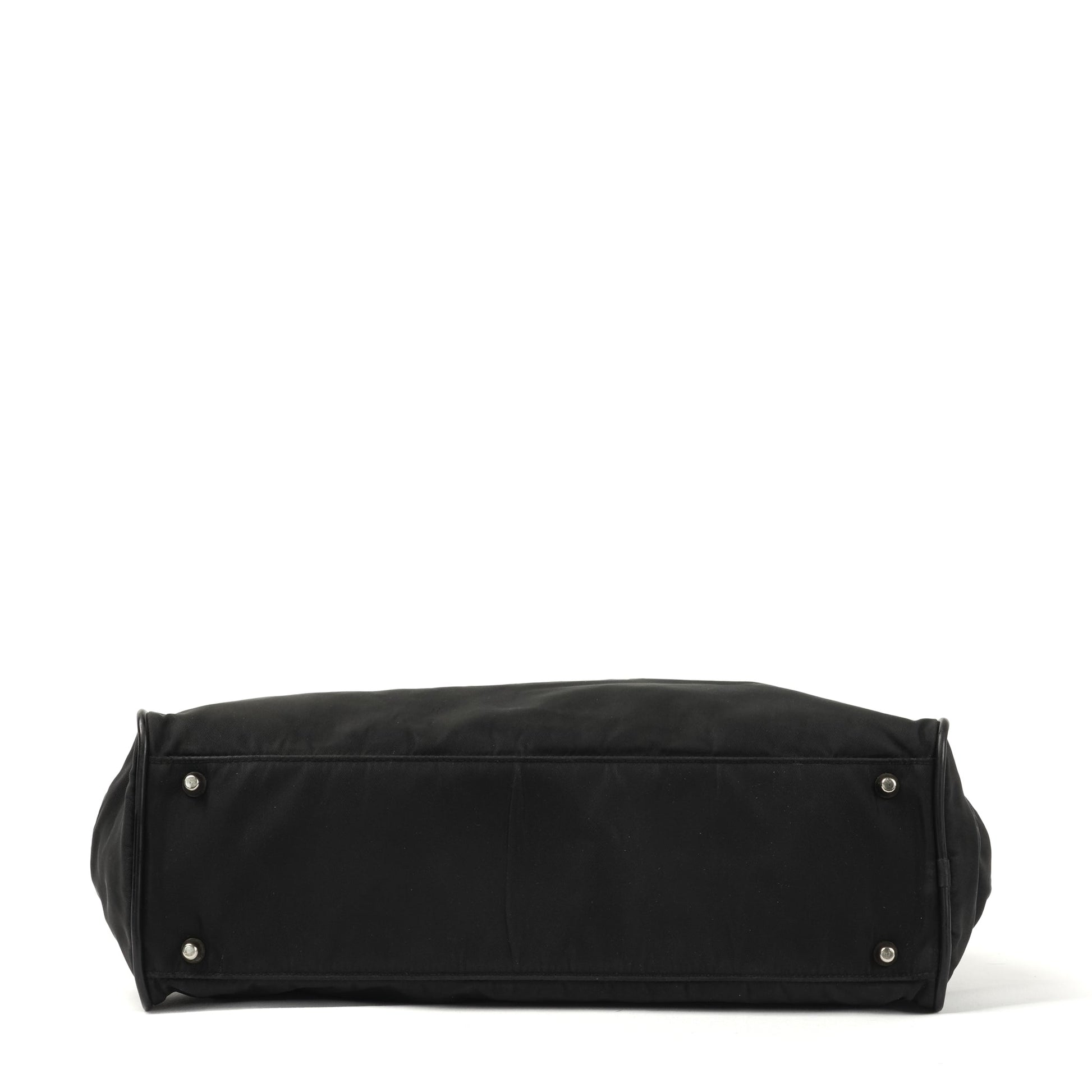 Prada Tessuto Black Nylon Handbag with Logo Plate - St. Luxe