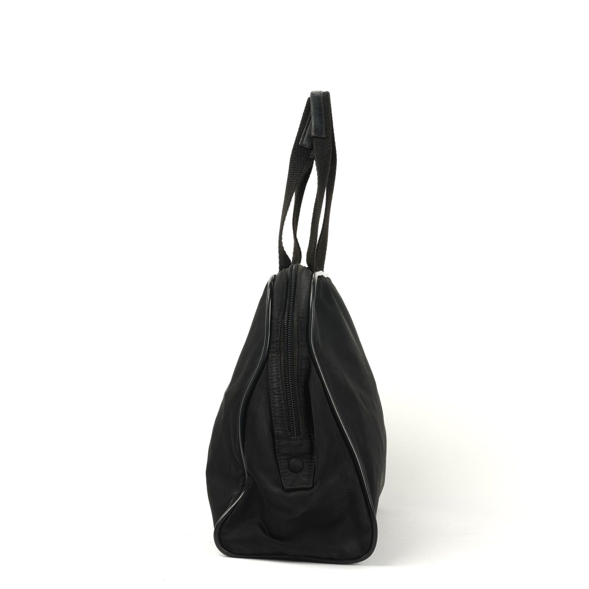 Prada Tessuto Black Nylon Handbag with Logo Plate - St. Luxe