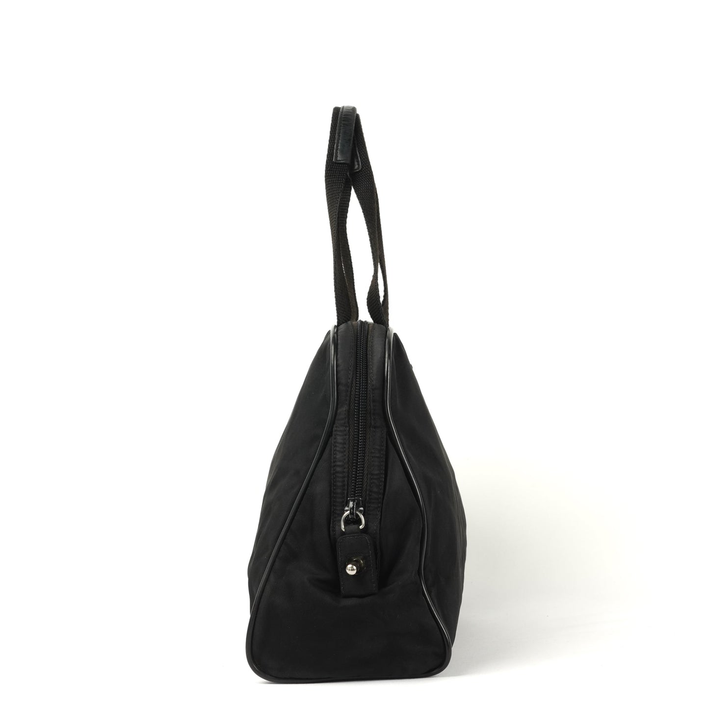 Prada Tessuto Black Nylon Handbag with Logo Plate - St. Luxe